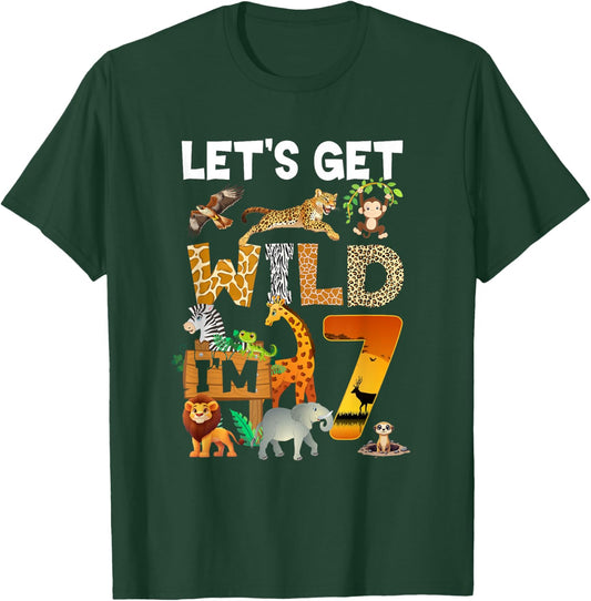 7 Year Old Zoo Birthday Safari Jungle Animal 7Th Bday T-Shirt - T-Shirt | Forest