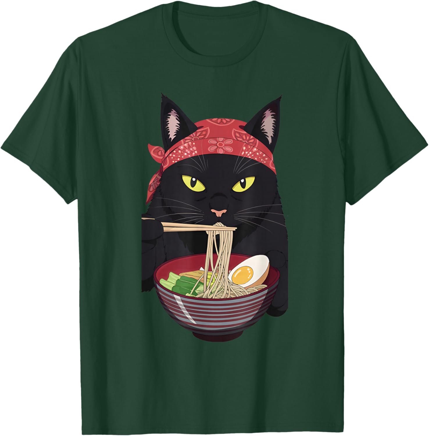 ramen cat Japanese Kawaii Cat Anime T-Shirt - T-Shirt | Forest
