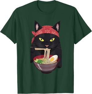 ramen cat Japanese Kawaii Cat Anime T-Shirt - T-Shirt | Forest
