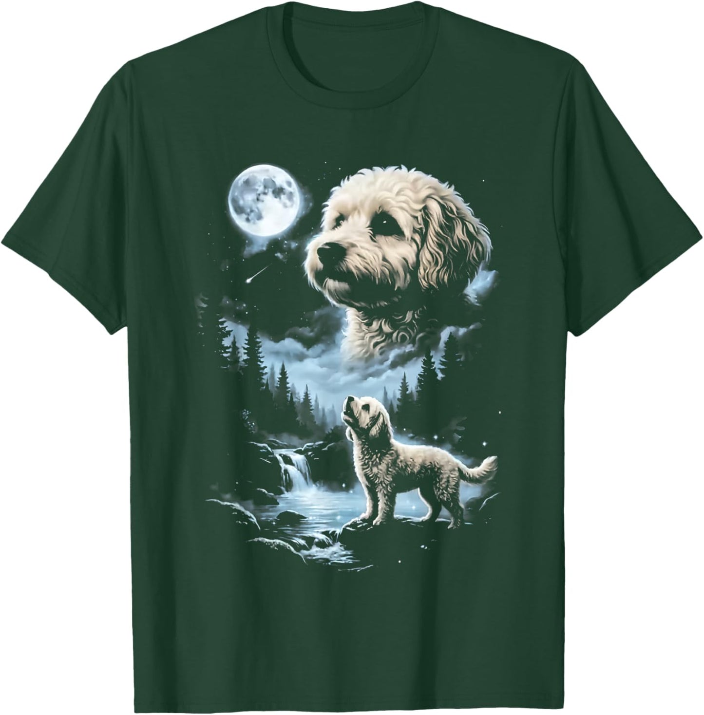 Maltipoo Howling to the Moon T-Shirt - T-Shirt | Forest