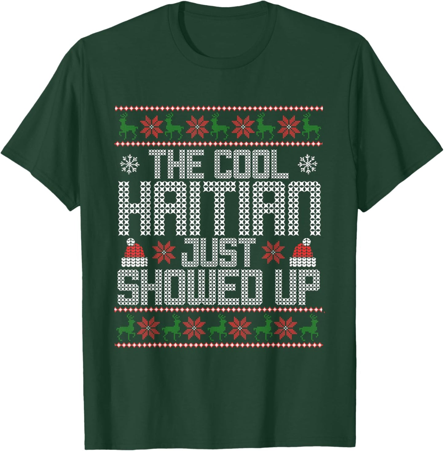 Wonderful Christmas Clothing Co Ugly Christmas Sweater Haitian Cool Funny Xmas T-Shirt - T-Shirt | Forest