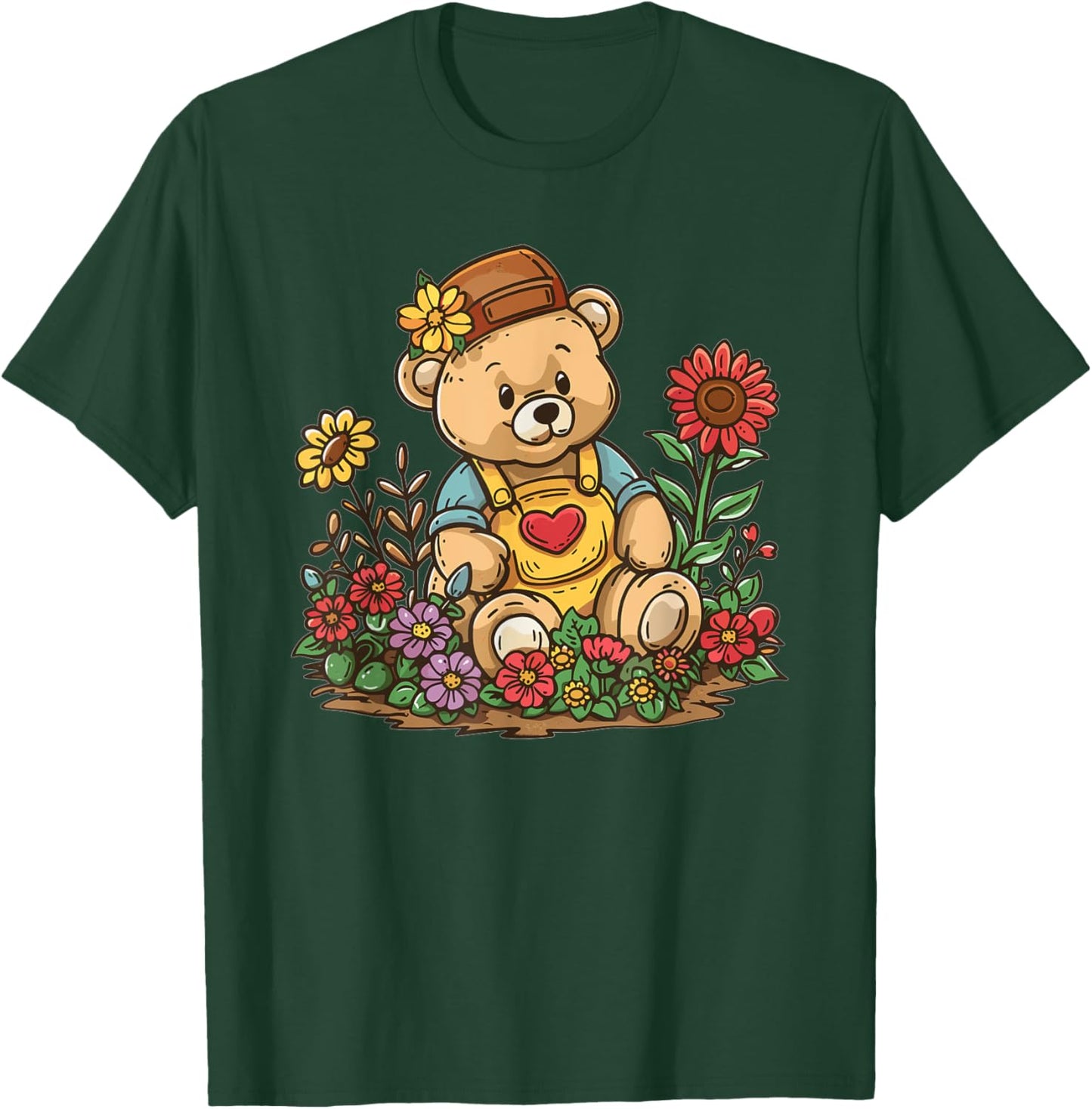 Cute Teddy With Flowers I Kids Teddy T-Shirt - T-Shirt | Forest