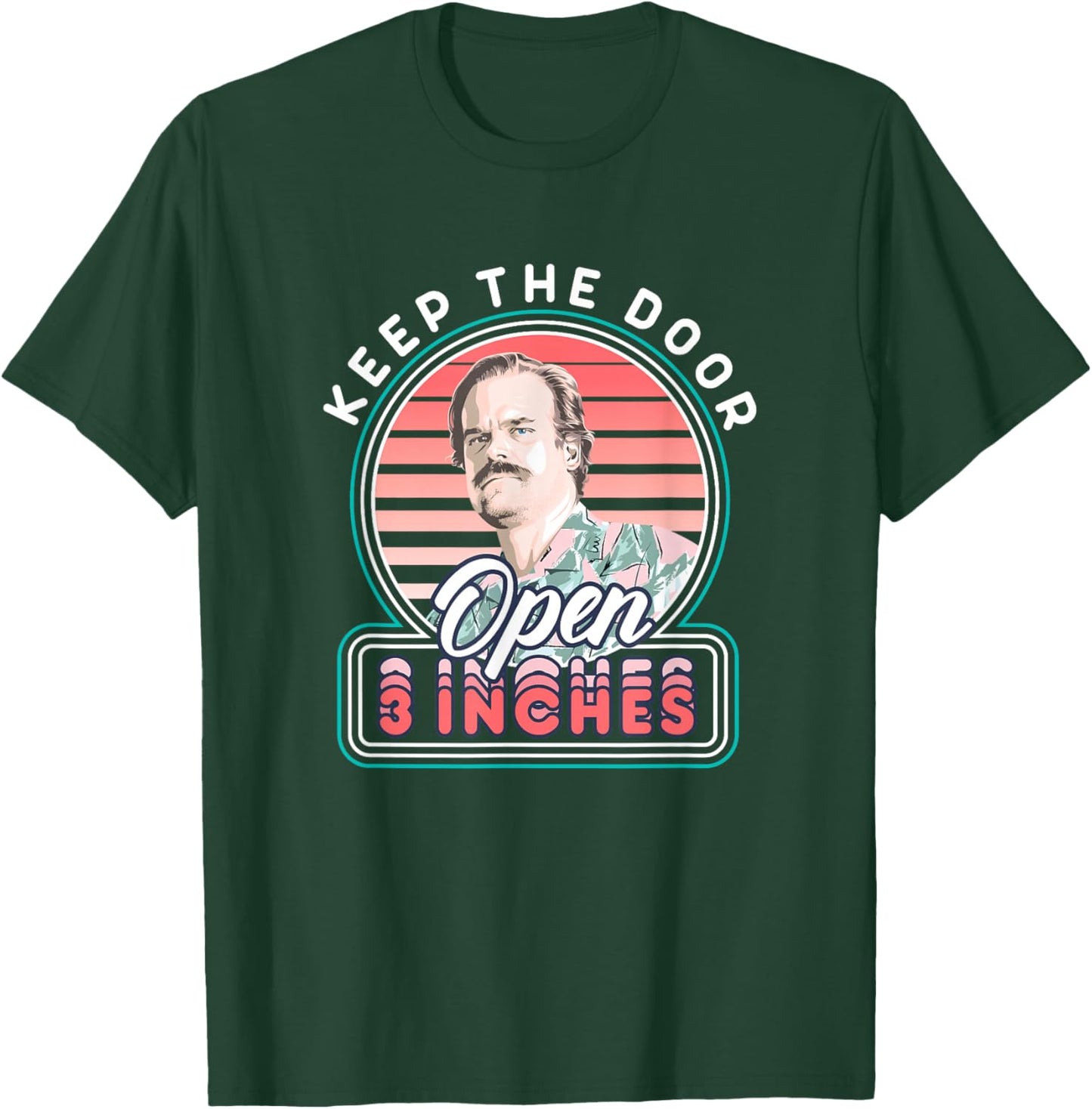 Stranger Things Chief Hopper Vintage Door 3 Inches Open T-Shirt - T-Shirt | Forest