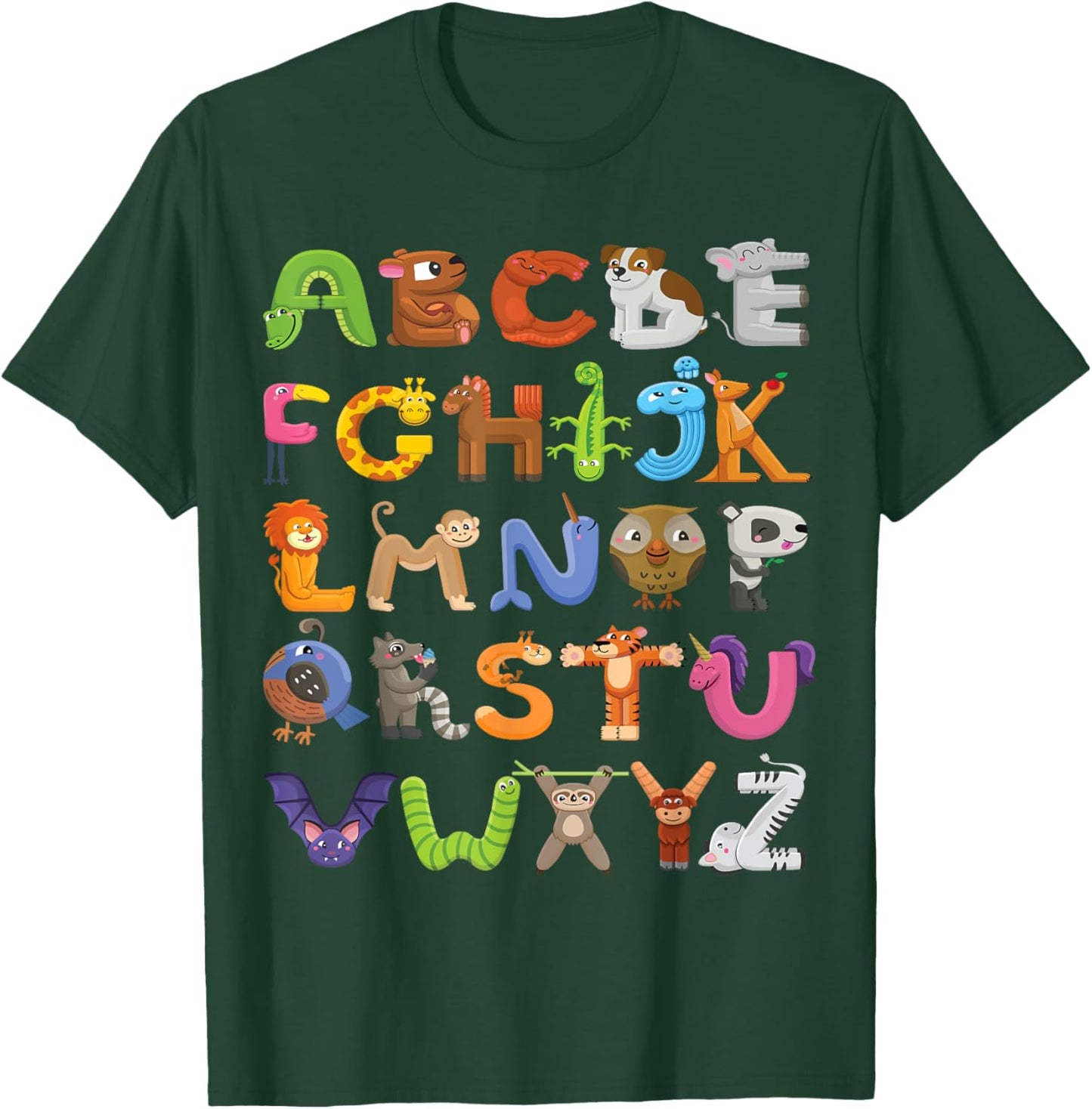 Fun Animal ABCs Learn Back to School Alphabet Shirt for Kids T-Shirt - T-Shirt | Forest