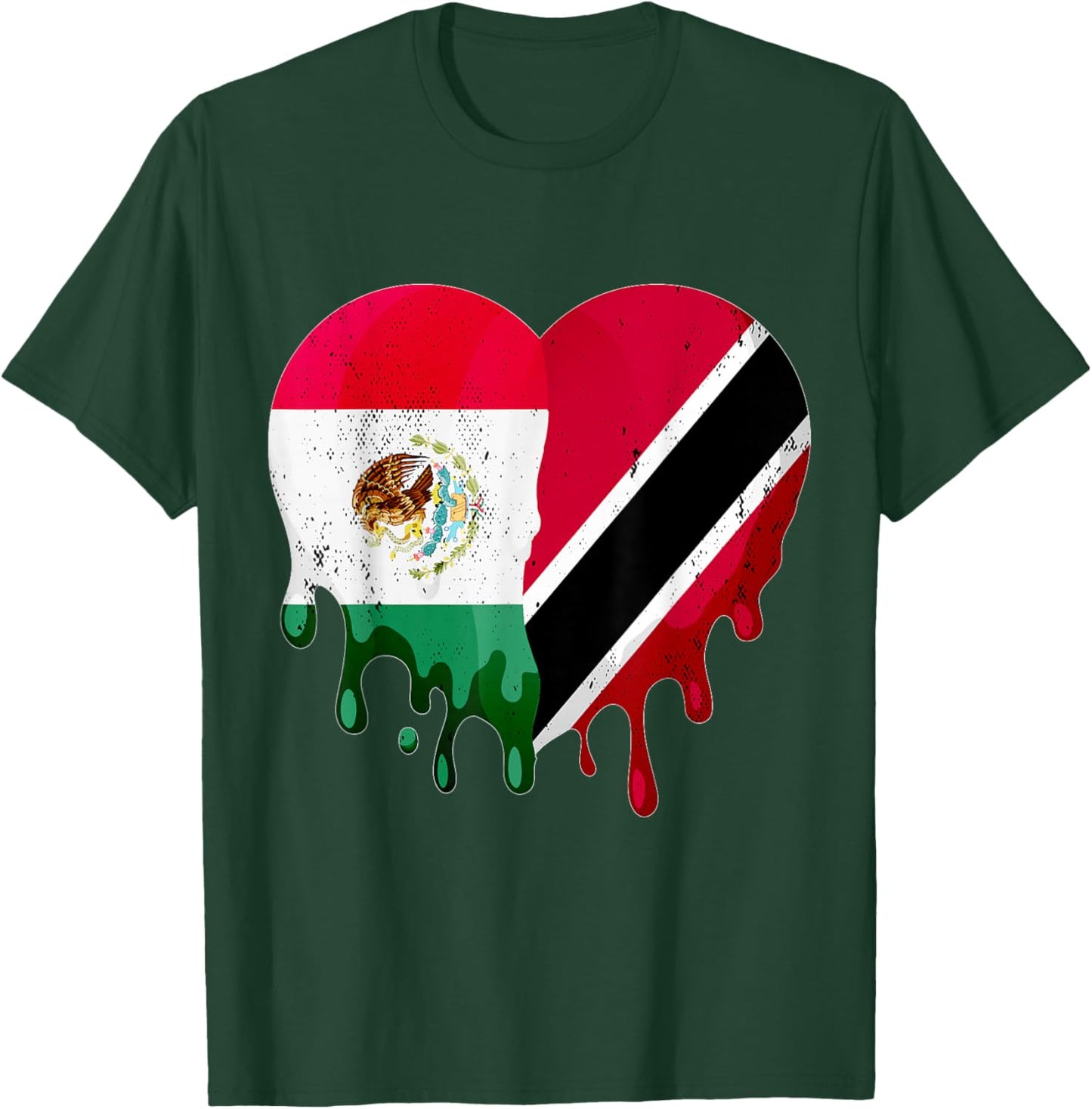 Mexico Trinidad & Tobago Flag Heart Grown Patriot Country T-Shirt - T-Shirt | Forest