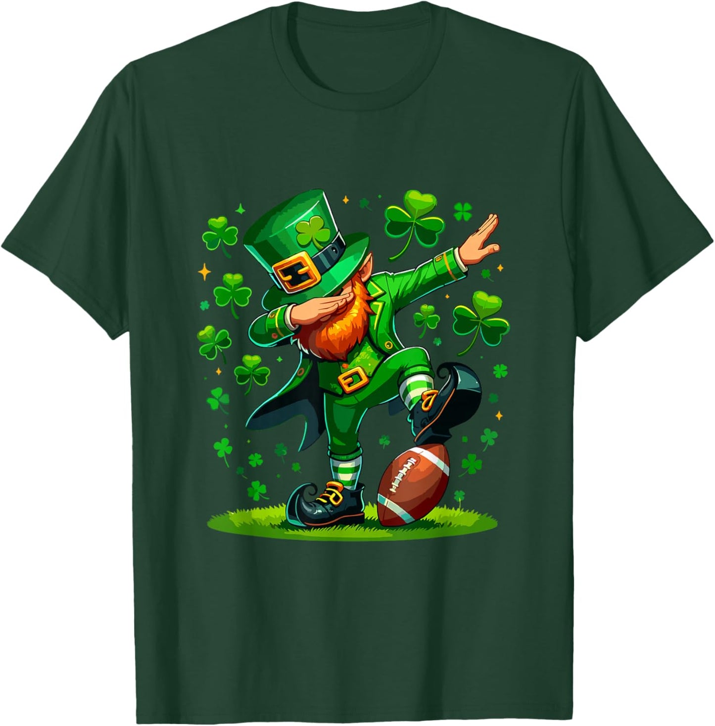 St Patricks Day Boy Men Football Costume Dabbing Leprechaun T-Shirt - T-Shirt | Forest