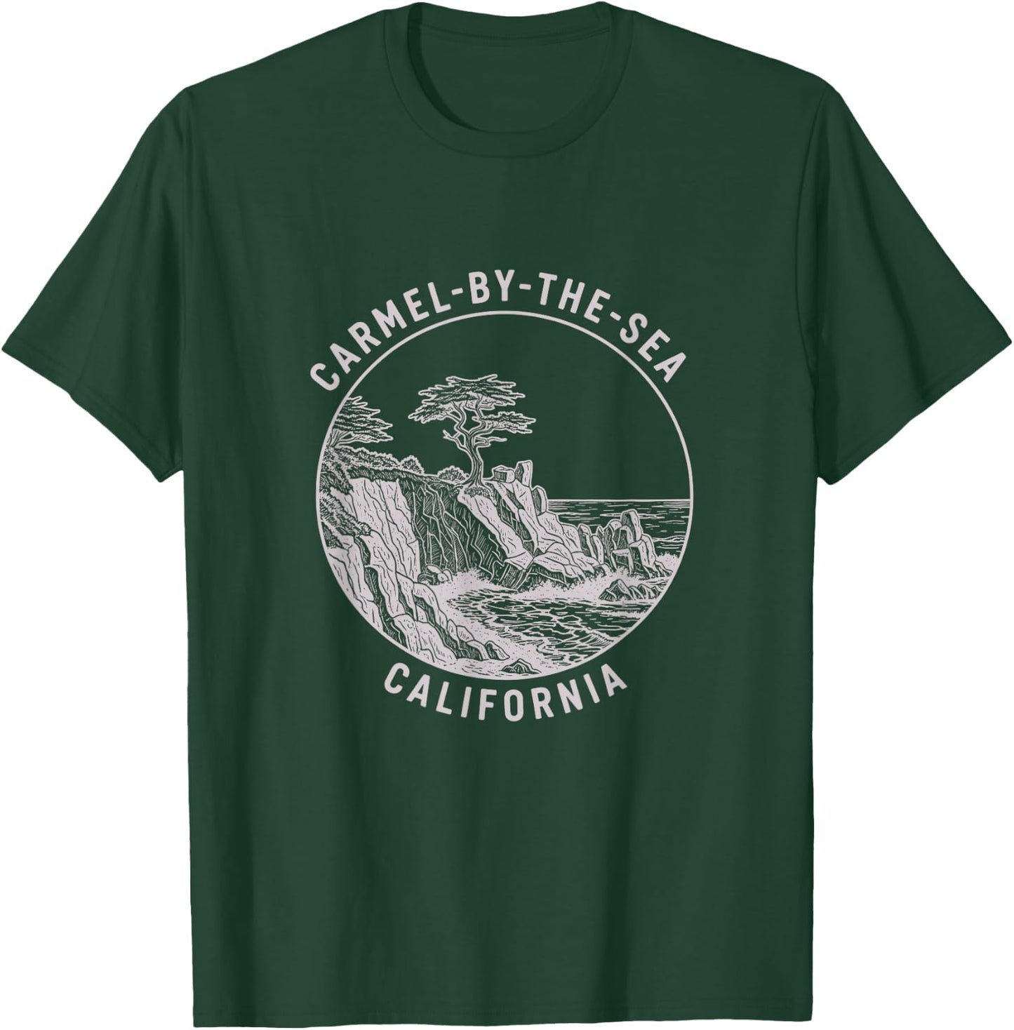 Vintage Carmel-by-The-Sea California Sketch Art Design T-Shirt - T-Shirt | Forest
