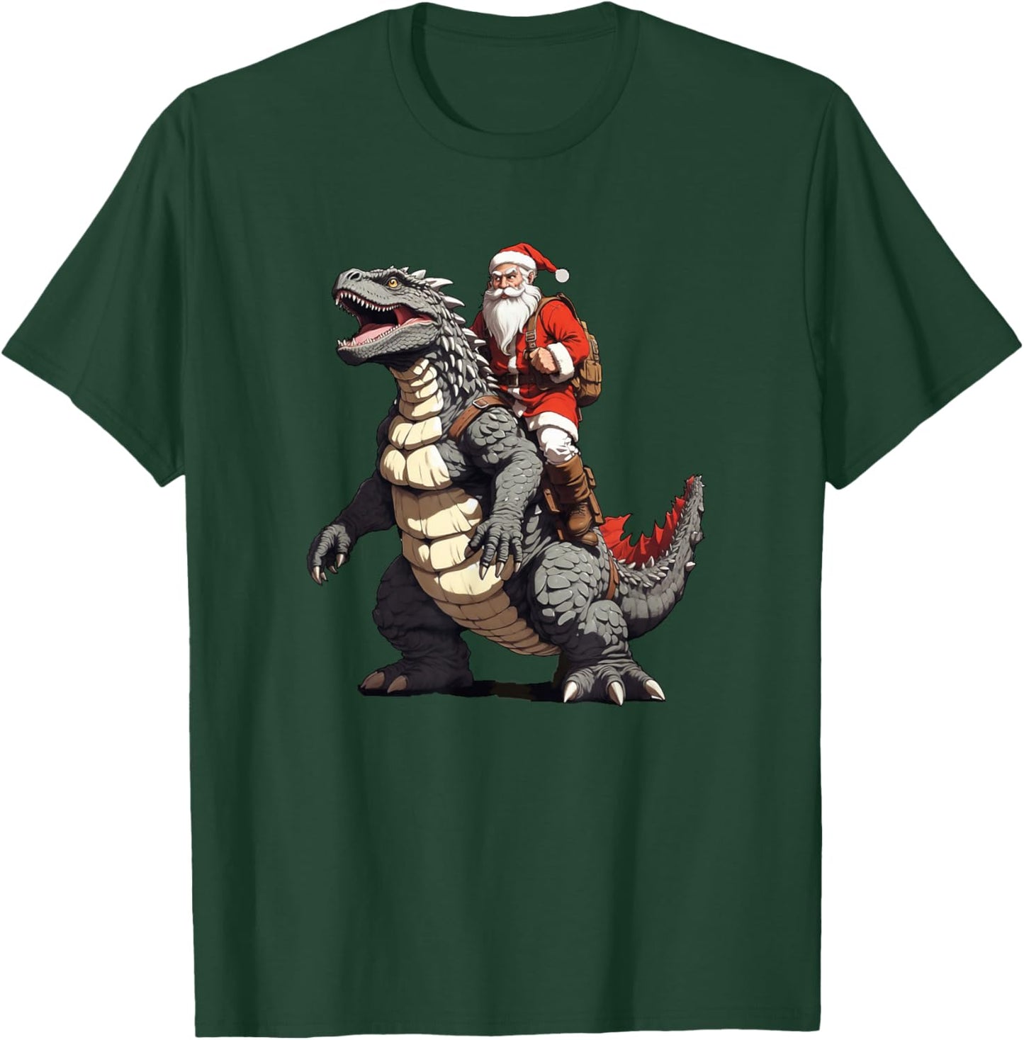 Santa Riding The Japanese Monster Kaiju for Christmas T-Shirt - T-Shirt | Forest