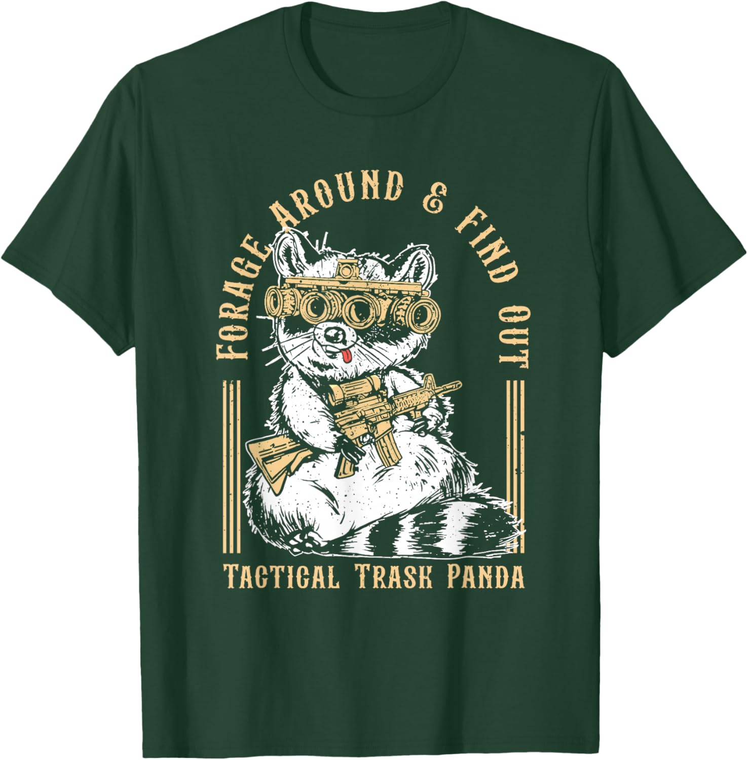 Forage Around & Find Out Tactical Trash Panda T-Shirt - T-Shirt | Forest