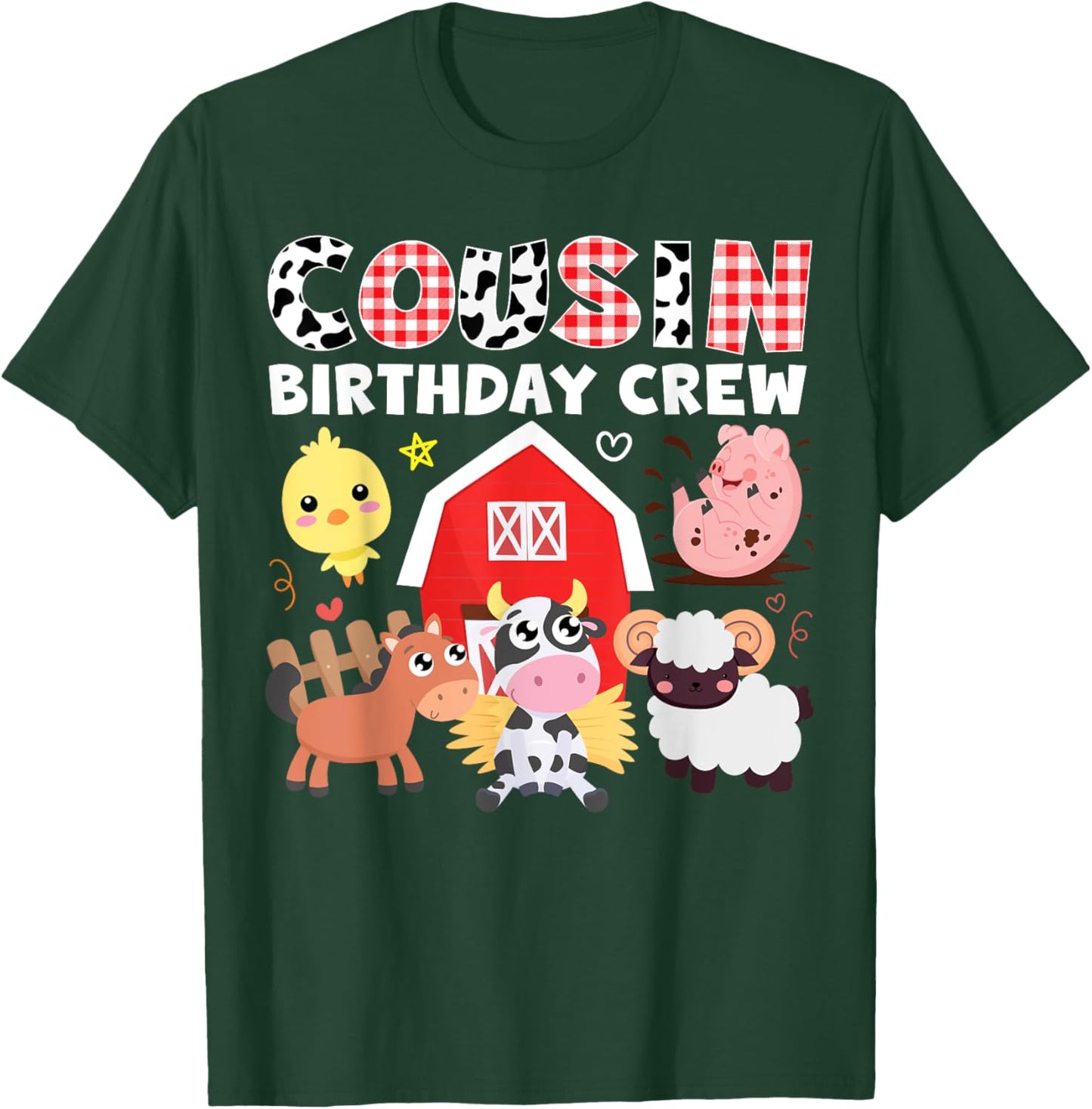 Cow Cousin Birthday Crew Farm Theme Animals Birthday Party T-Shirt - T-Shirt | Forest