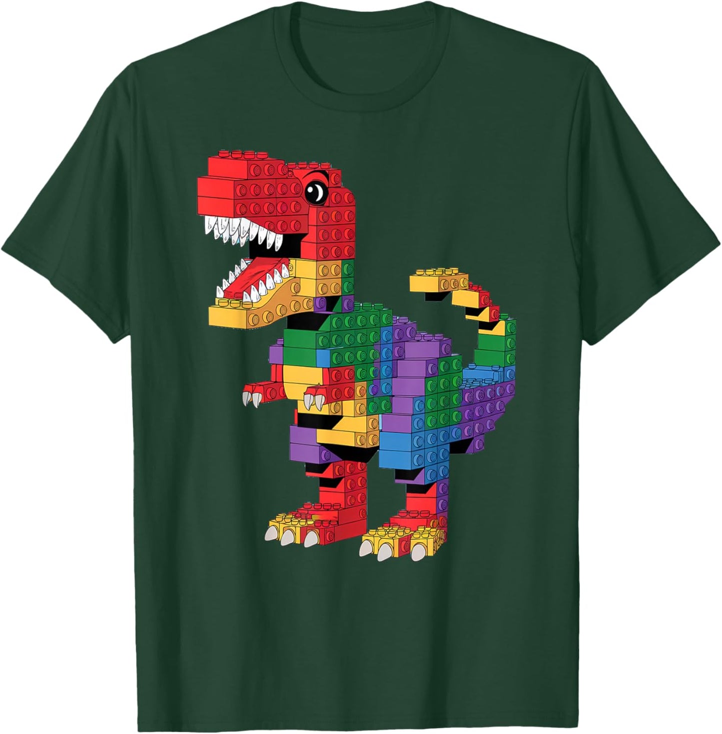 Master Builder Men Boys Kids Building Bricks Dinosaur T-Rex T-Shirt - T-Shirt | Forest