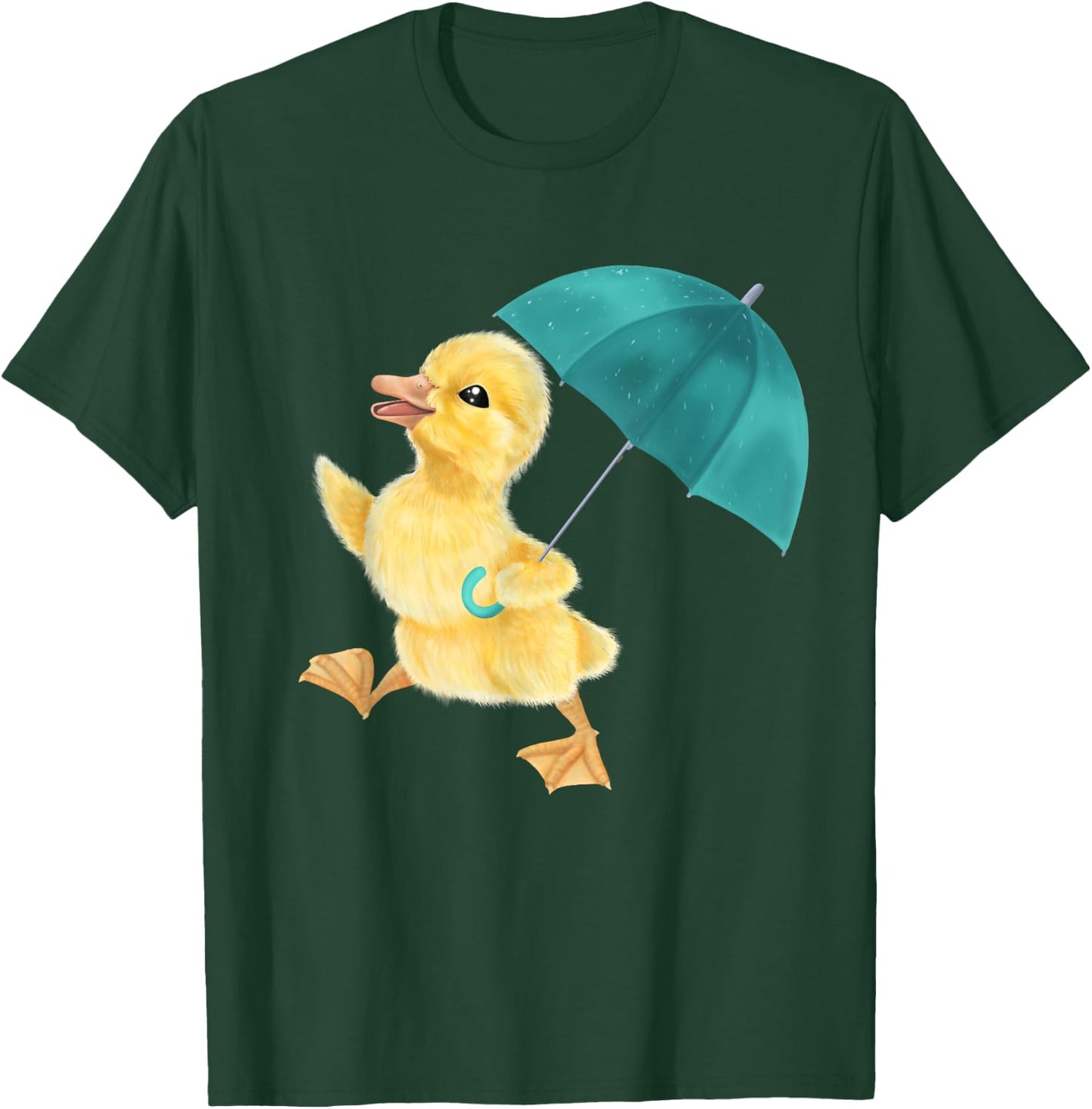 Duckling with Umbrella - Rainy day duck T-Shirt - T-Shirt | Forest