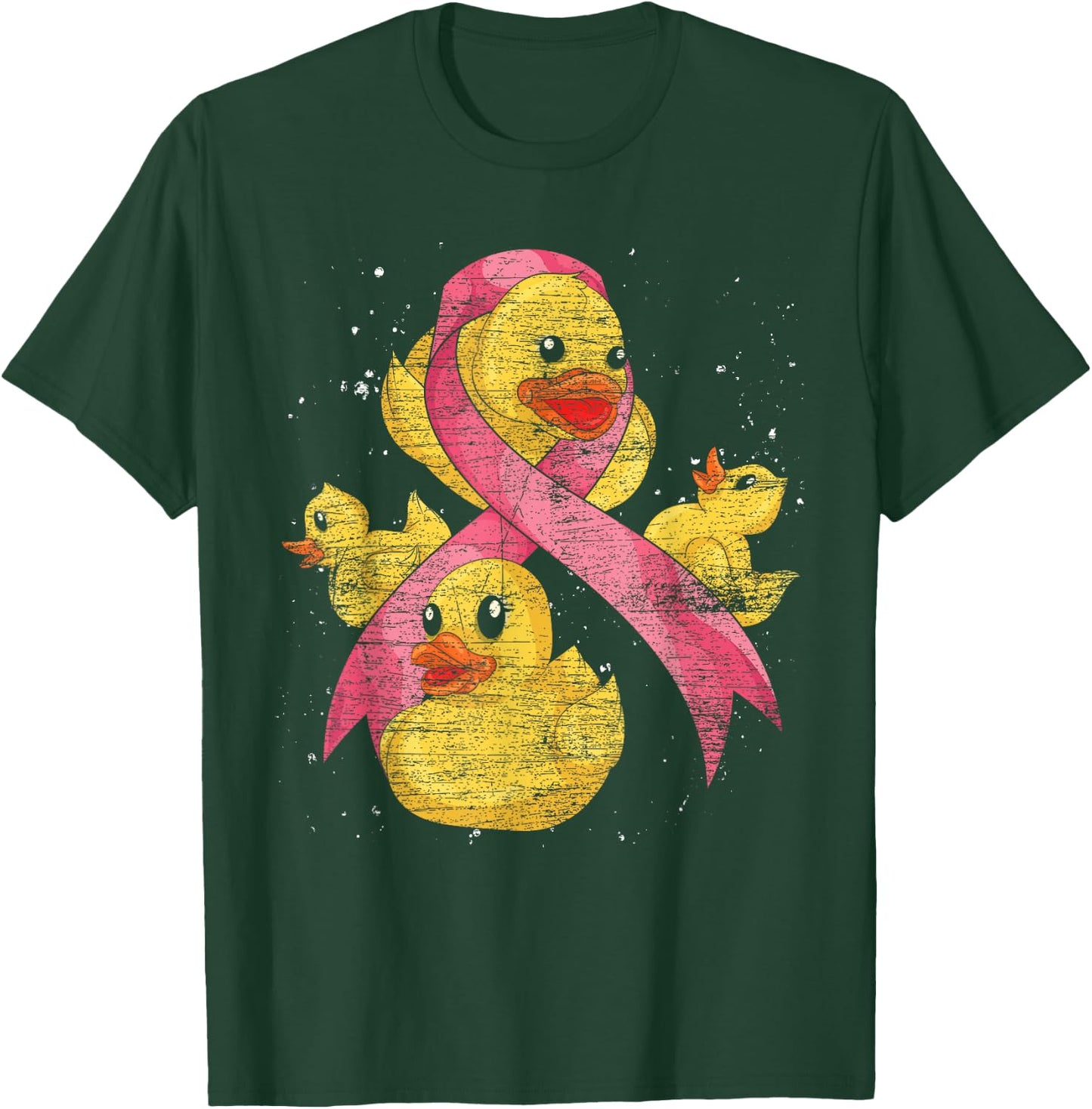 Cute Ducky Pink Ribbon Rubber Duck Breast Cancer Awareness T-Shirt - T-Shirt | Forest