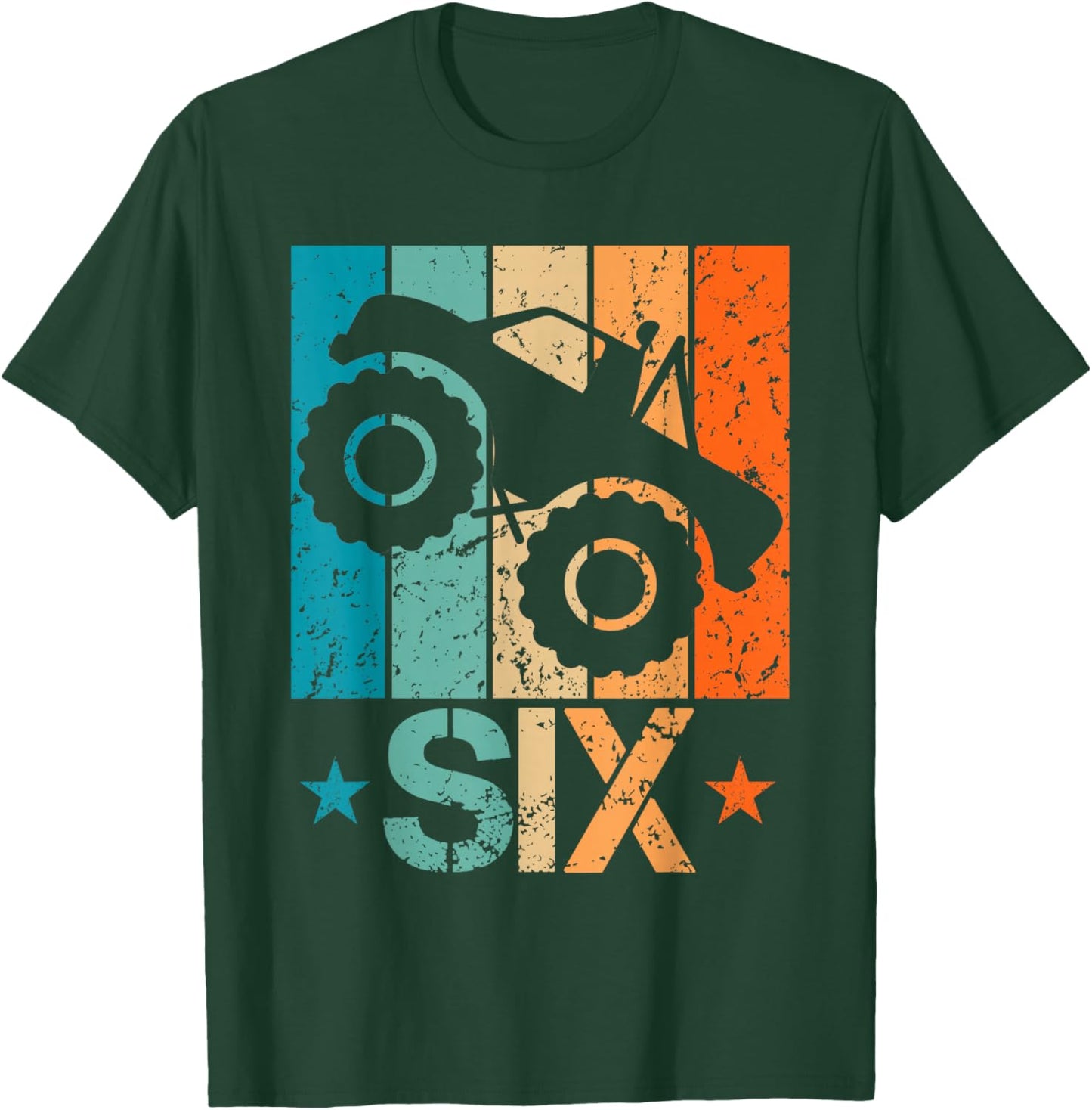 6th Monster Truck Birthday 6 Year Old 6yr Boys Birthday T-Shirt - T-Shirt | Forest