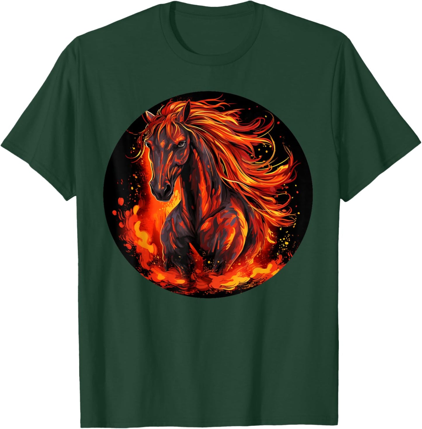 Funny burning horse outfit for horses flames lovers T-Shirt - T-Shirt | Forest