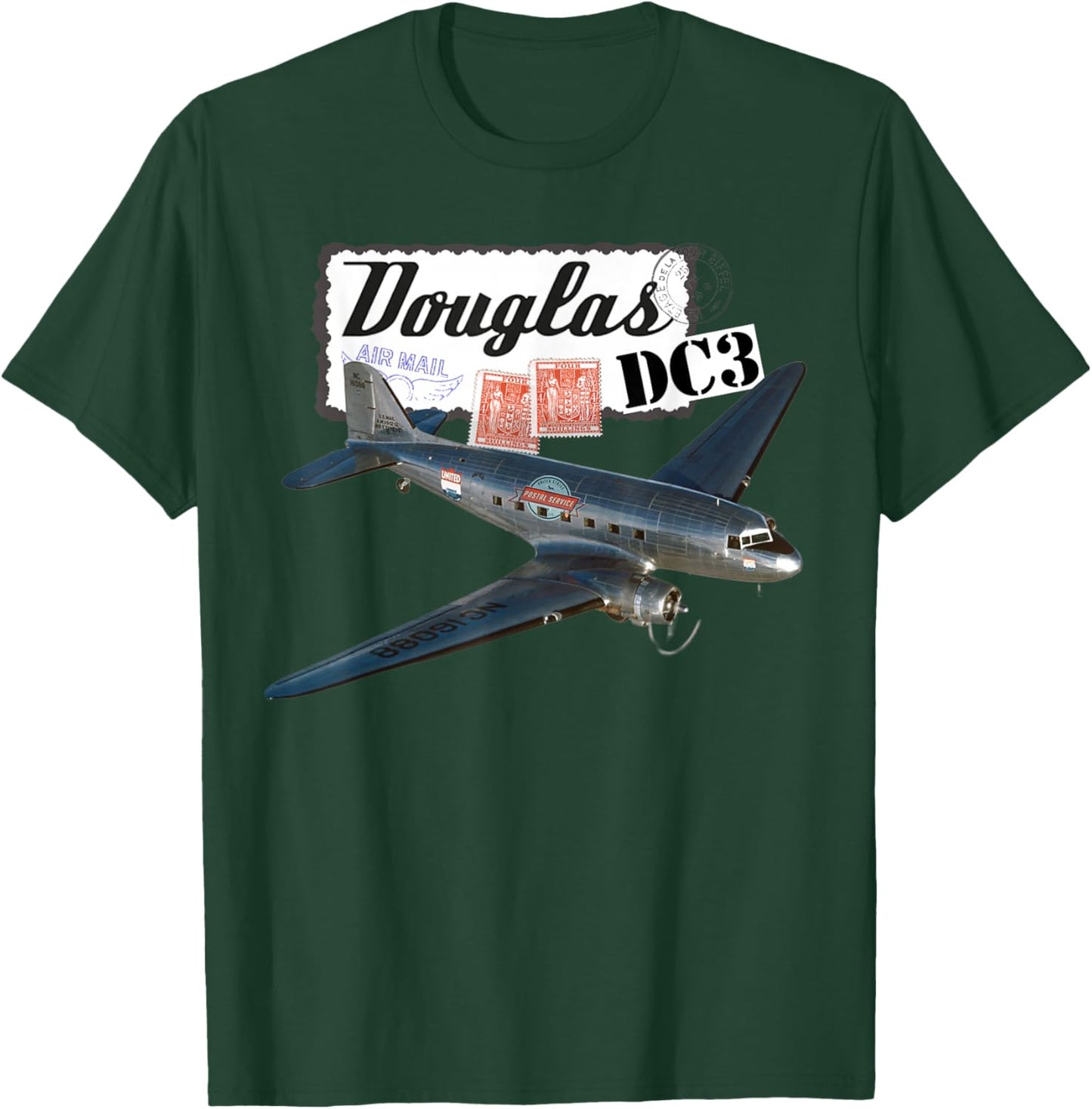 Retro Vintage 1930's Douglas DC3 Airplane Aircraft Novelty T-Shirt - T-Shirt | Forest