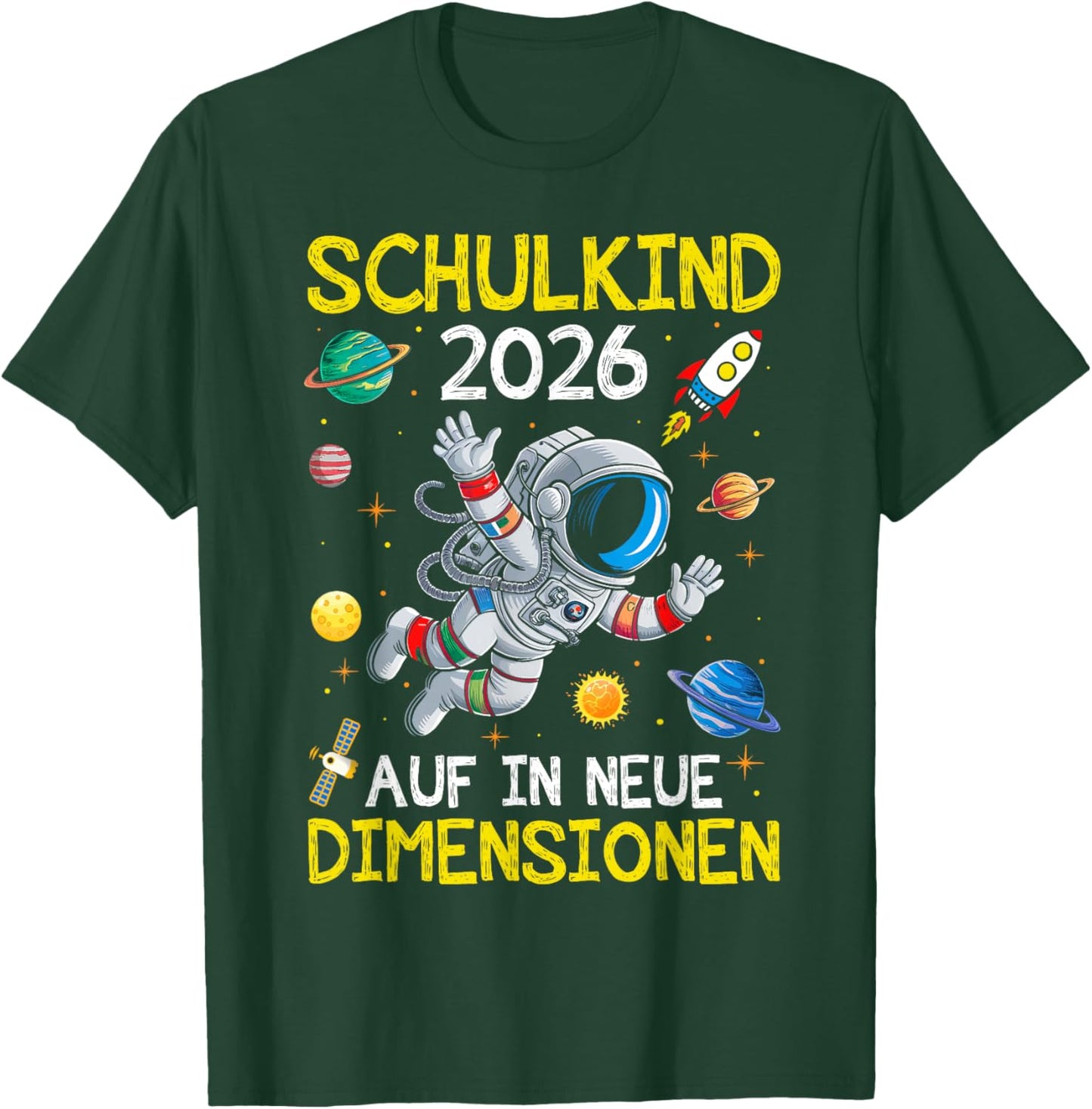 Schulkind 2026 Weltraum Planet Jungen Einschulung Astronaut T-Shirt - T-Shirt | Forest