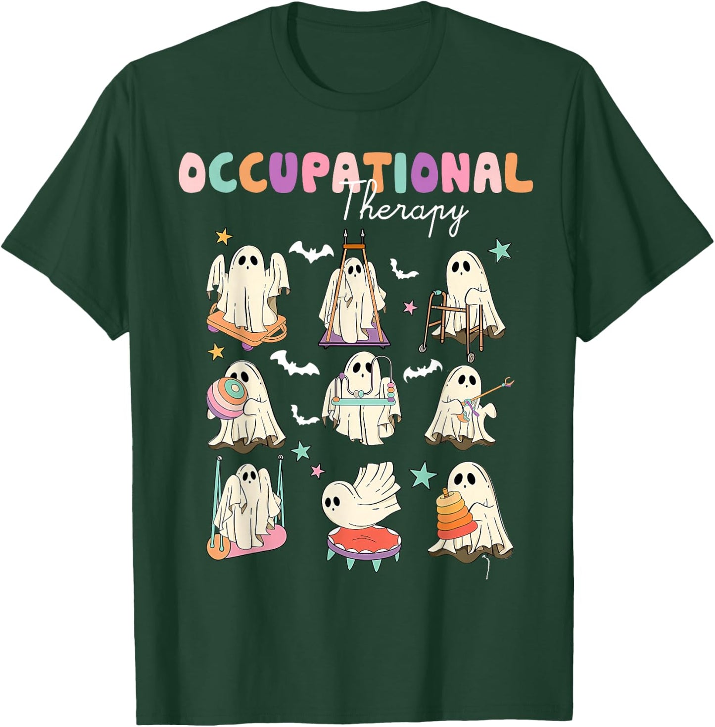 OT Occupational Therapy Halloween Retro Ghost OT Halloween T-Shirt - T-Shirt | Forest