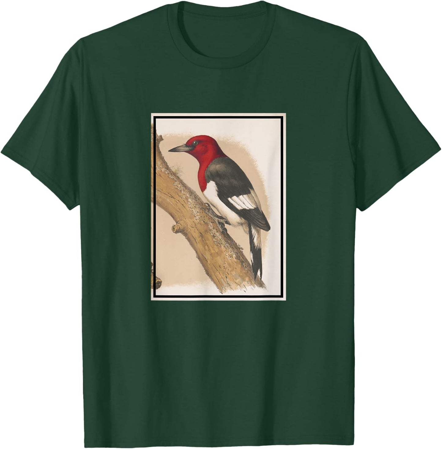 Red-headed Woodpecker Vintage Illustration (1874) T-Shirt - T-Shirt | Forest