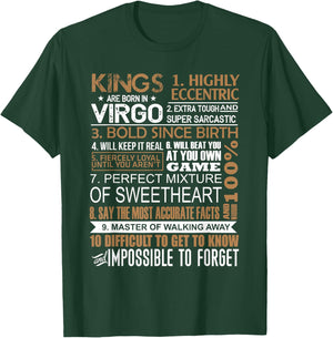 Kings Are Born In Virgo Birthday August September Gift Men T-Shirt - T-Shirt | Forest