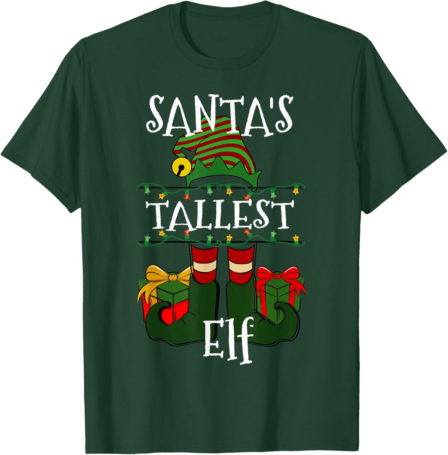 Funny Santa's Tallest Elf Christmas Humor For Tall People T-Shirt - T-Shirt | Forest