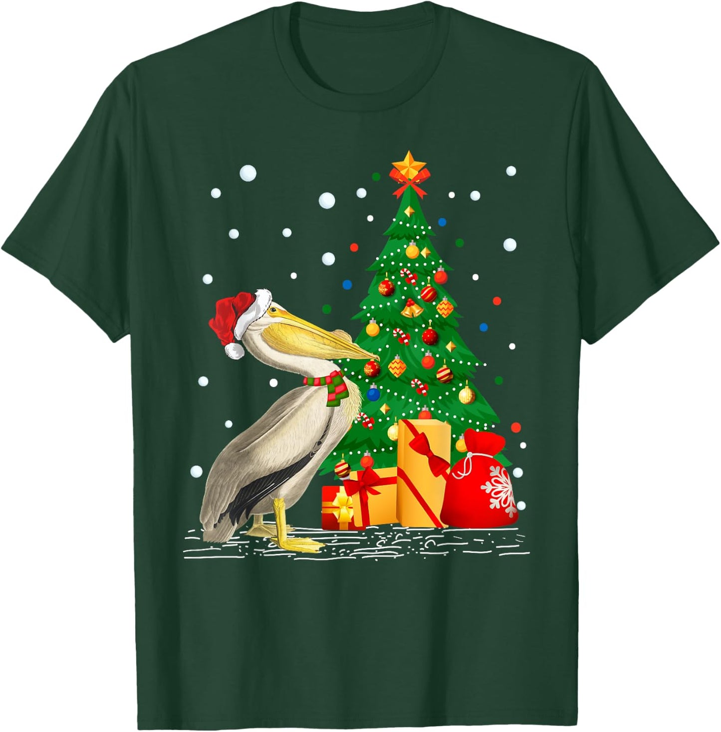 Funny Pelican Lover Gift Santa Hat Pelican Christmas T-Shirt - T-Shirt | Forest