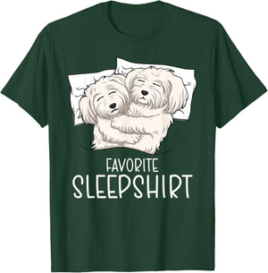 Favorite Sleepshirt Maltese Dog, Napping Maltese Pajama T-Shirt - T-Shirt | Forest