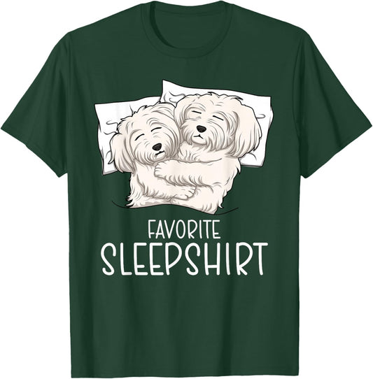 Favorite Sleepshirt Maltese Dog, Napping Maltese Pajama T-Shirt - T-Shirt | Forest