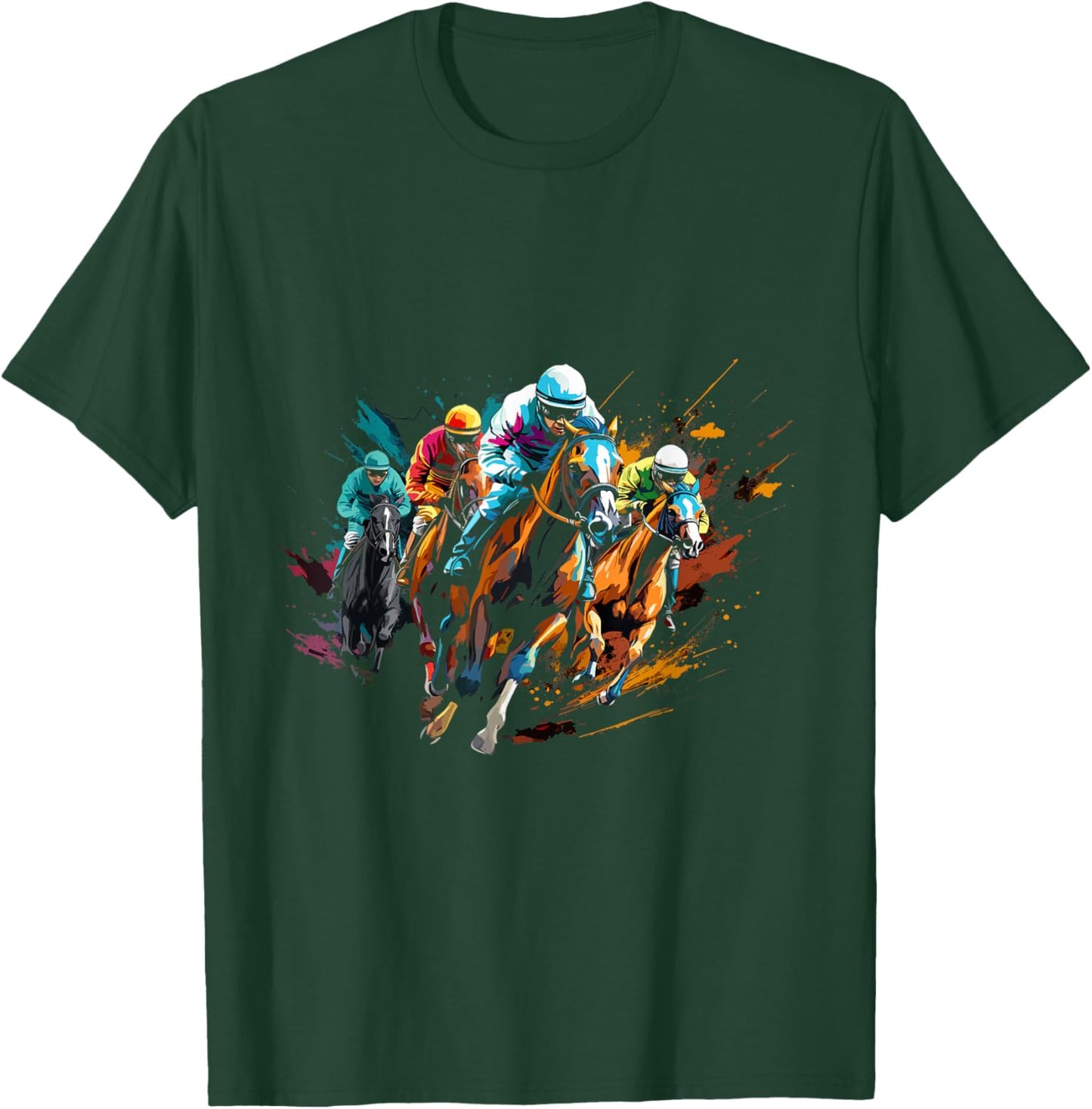 Funny Horse Racing Jockey Racer Derby Rider Race Track T-Shirt - T-Shirt | Forest