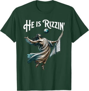 He is Rizzin Jesus Playing Volleyball Funny Sports Rizz T-Shirt - T-Shirt | Forest