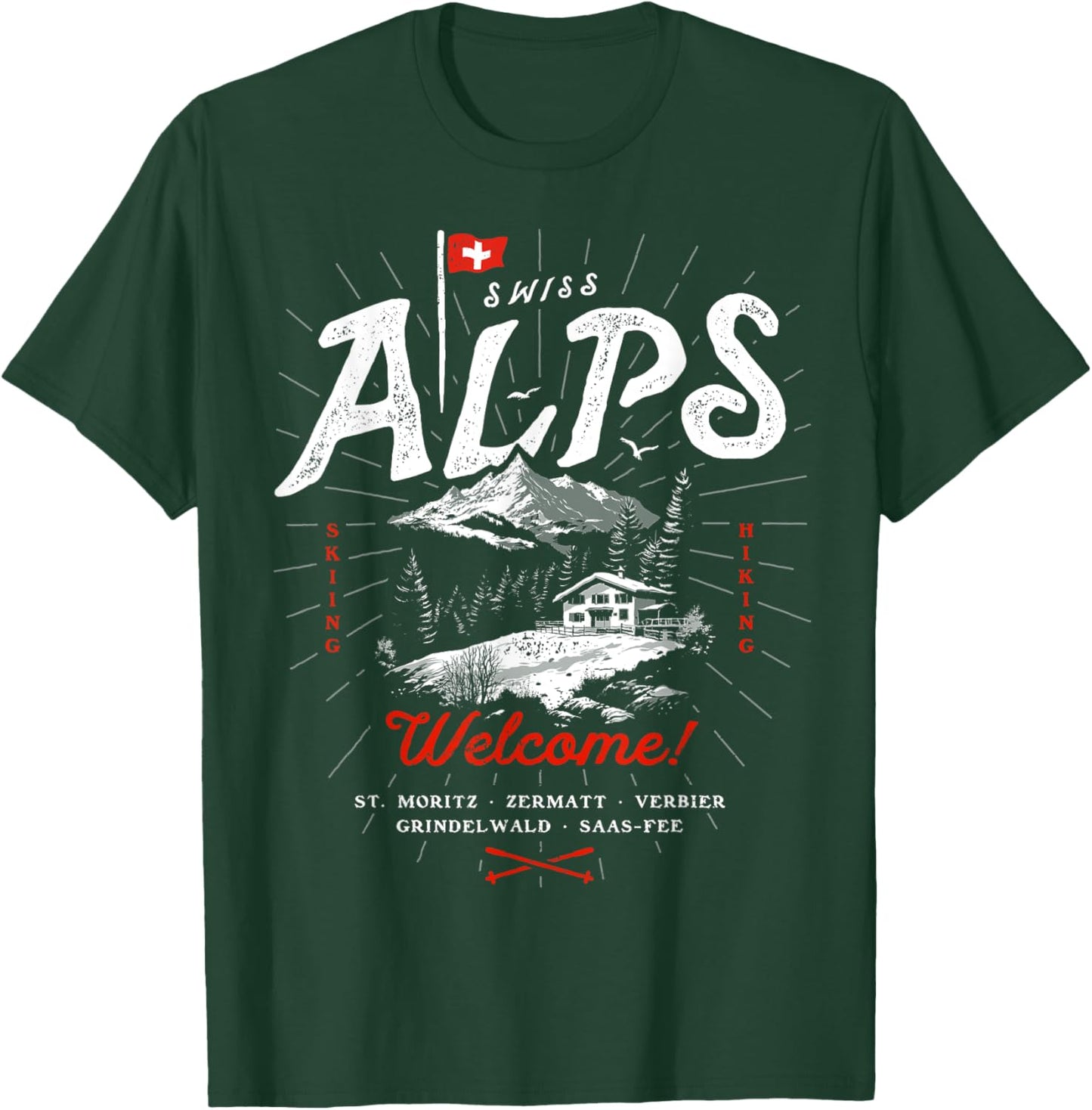 Swiss Alps Switzerland Travel Outfit Gift Souvenir T-Shirt - T-Shirt | Forest