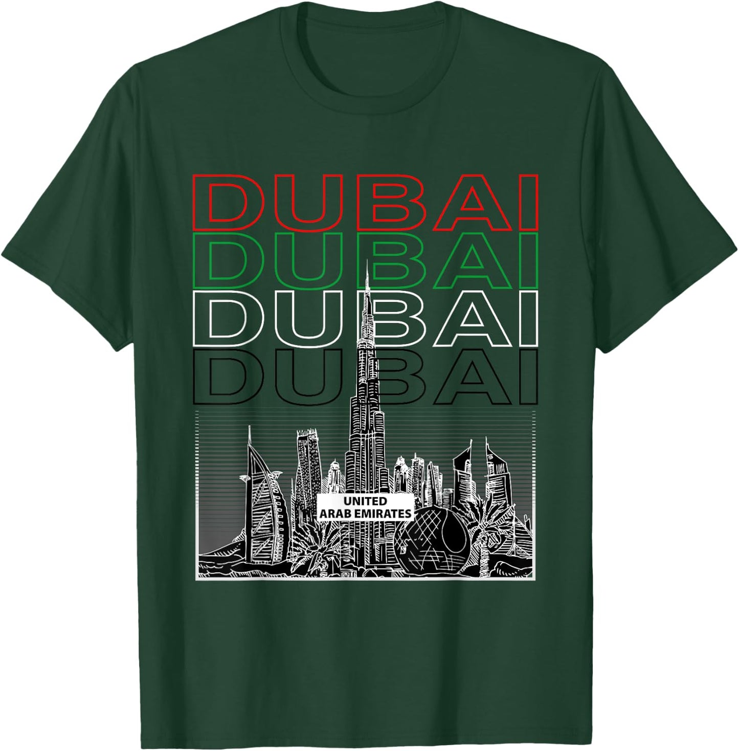 Dubai City Skyline Arab Emirates Vacation Matching Outfit T-Shirt - T-Shirt | Forest