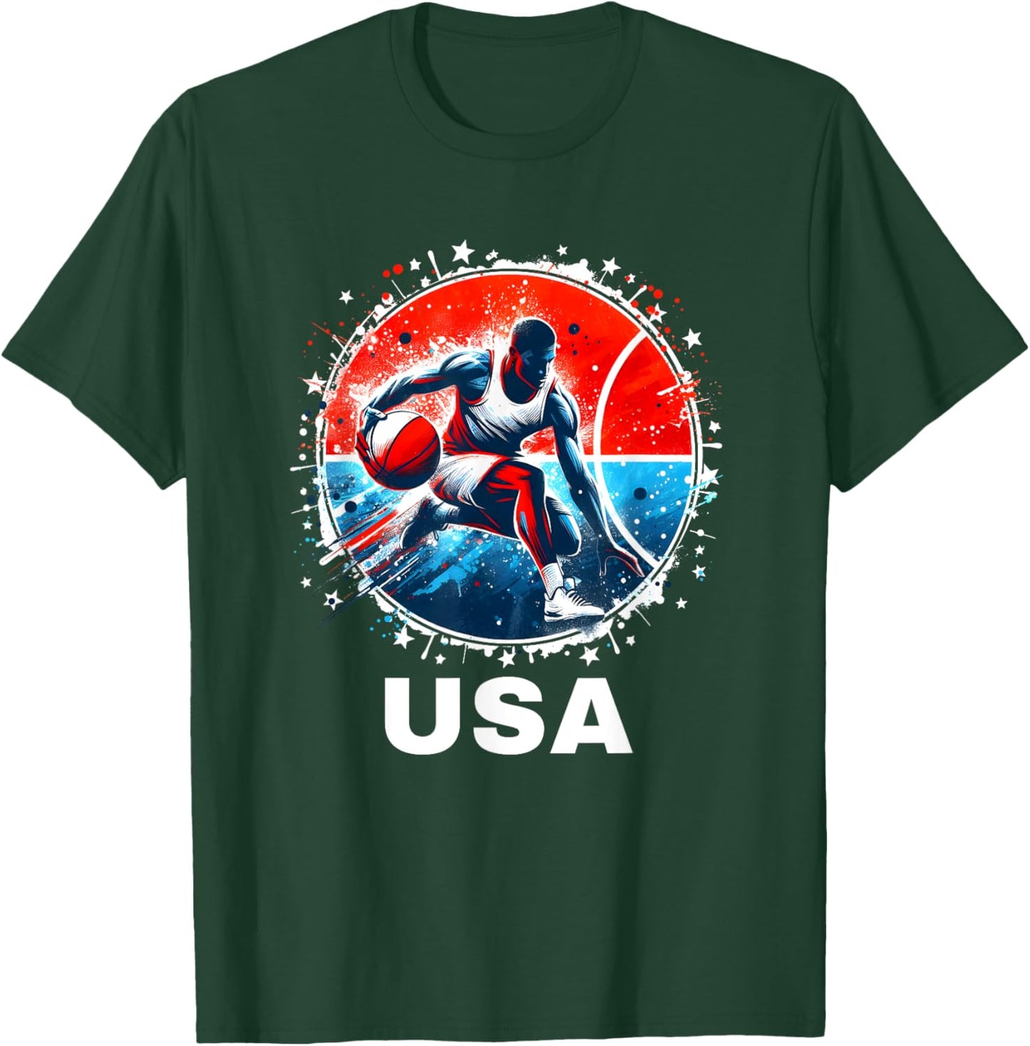 Basketball USA Team Men Women Kids Basketball Apparel USA T-Shirt - T-Shirt | Forest
