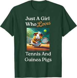 Just A Girl Who Loves Tennis & Guinea Pigs Guinea Pig Mom T-Shirt - T-Shirt | Forest