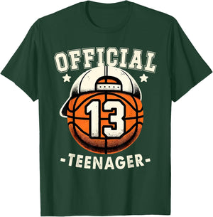 Official Teenager 13th Birthday 13 Year Boy Basketball Bday T-Shirt - T-Shirt | Forest