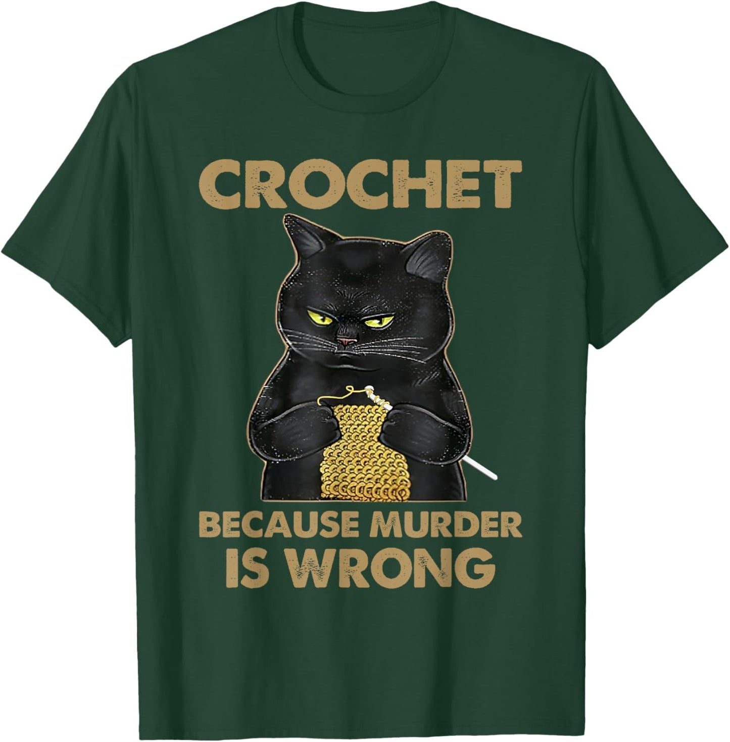 Funny Cat Cute Cat Crocheting Cat Lover Cat Owner Gifts T-Shirt - T-Shirt | Forest