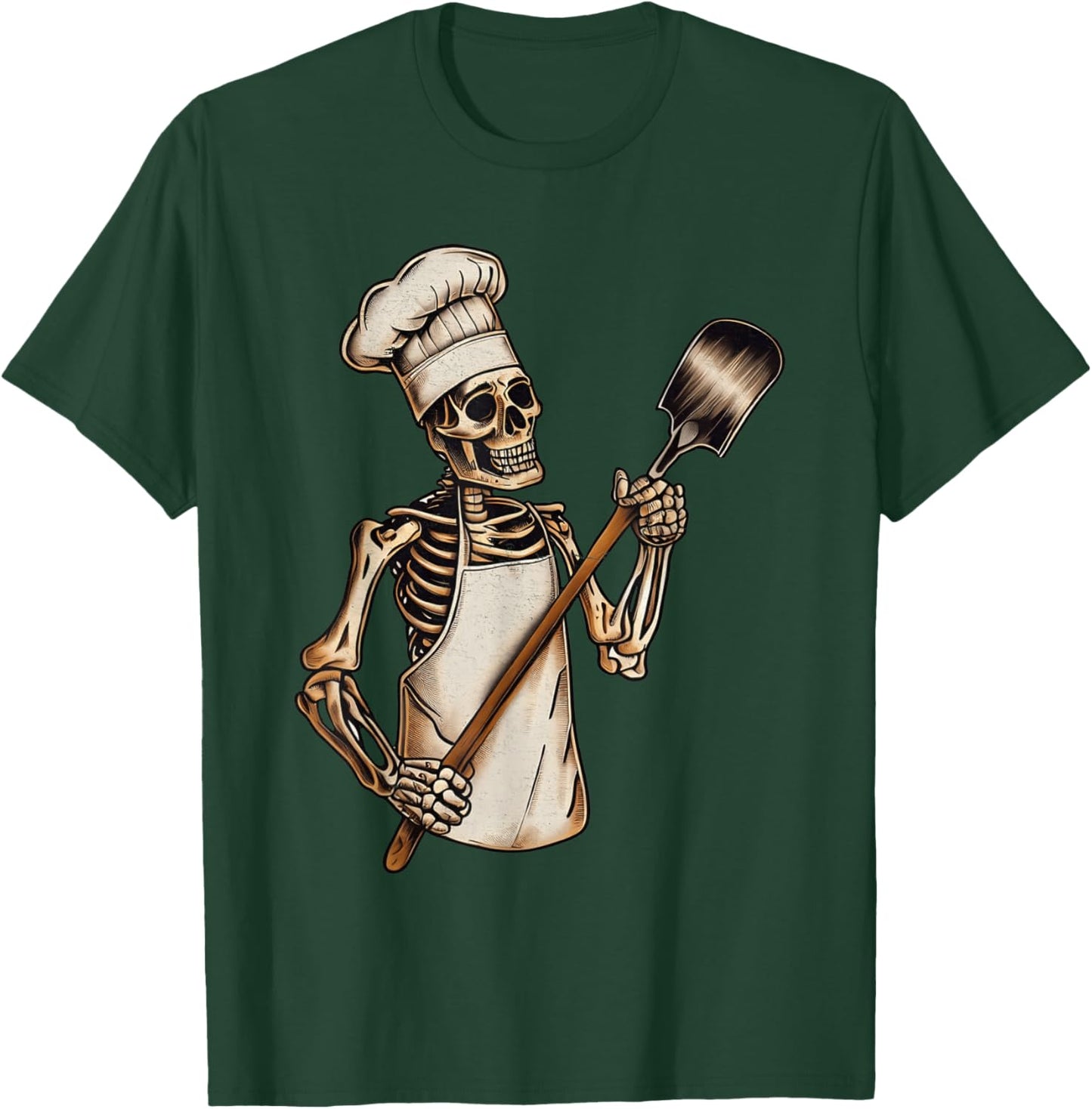 Skeleton Chef Cook Spooky Horror Halloween Costume Party T-Shirt - T-Shirt | Forest