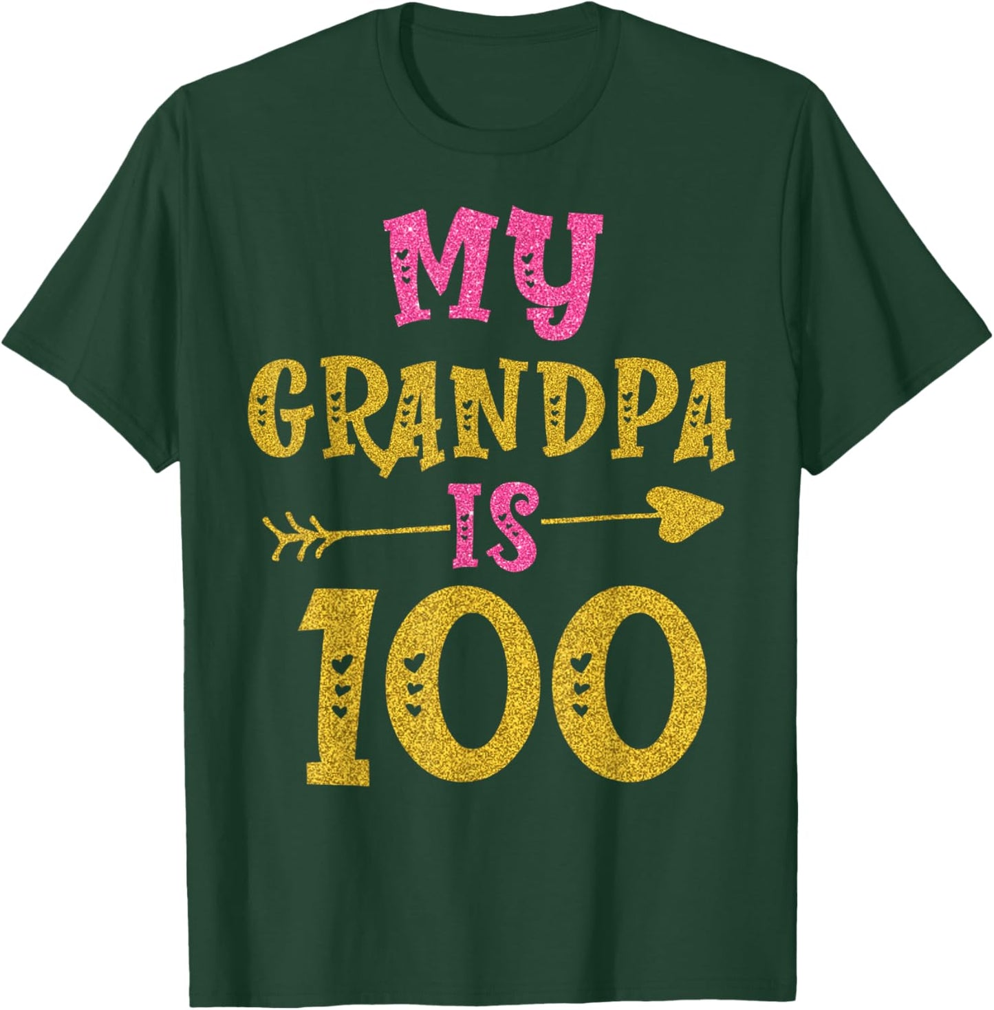 Hearts 100th Bday For Grandpa From Grandchild T-Shirt - T-Shirt | Forest