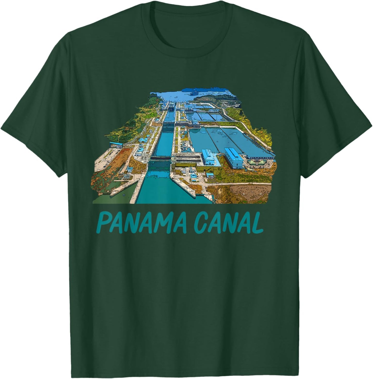 Panama Canal Locks Transit Souvenir Commemorative Keepsake T-Shirt - T-Shirt | Forest