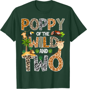 Poppy Of The Wild And Two Zoo Safari Giraffe Birthday T-Shirt - T-Shirt | Forest