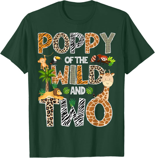 Poppy Of The Wild And Two Zoo Safari Giraffe Birthday T-Shirt - T-Shirt | Forest