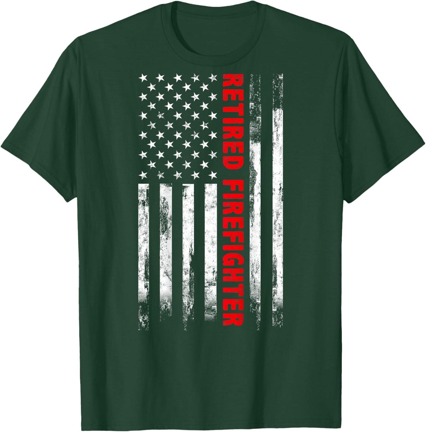 Retired Firefighter Thin Red line American flag Gift Fireman T-Shirt - T-Shirt | Forest