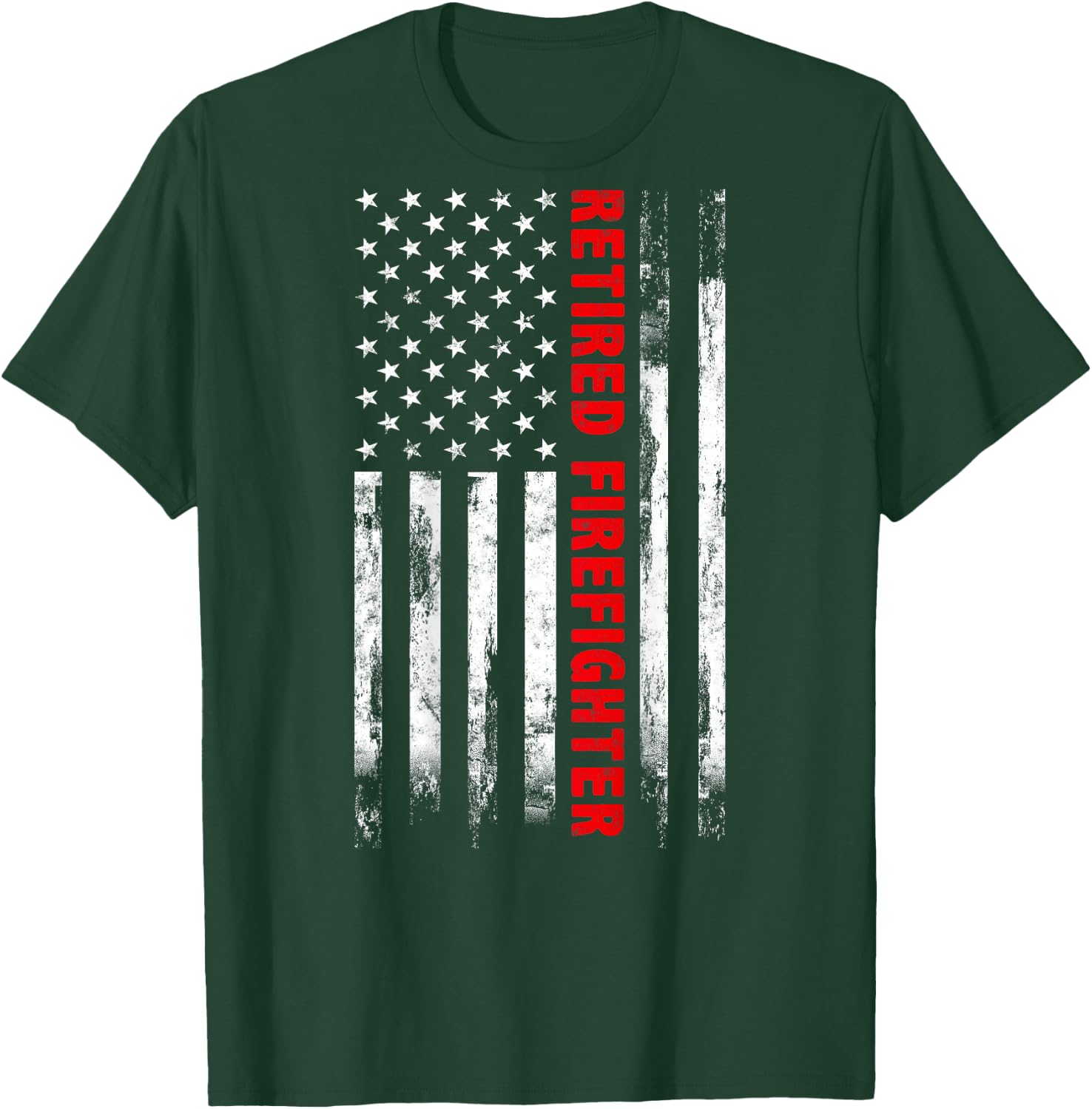 Retired Firefighter Thin Red line American flag Gift Fireman T-Shirt - T-Shirt | Forest