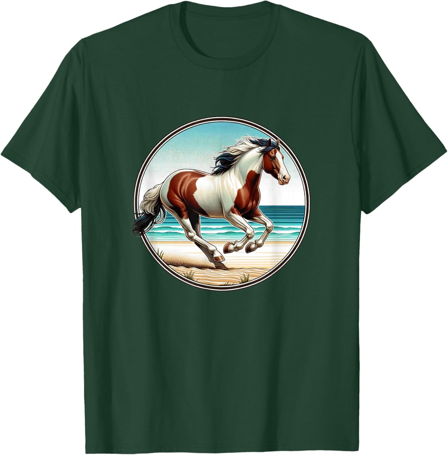 Paint Horse Running On The Beach - Women Girls Kids T-Shirt - T-Shirt | Forest