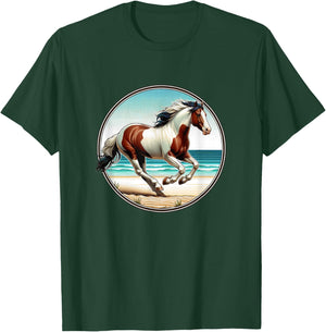 Paint Horse Running On The Beach - Women Girls Kids T-Shirt - T-Shirt | Forest