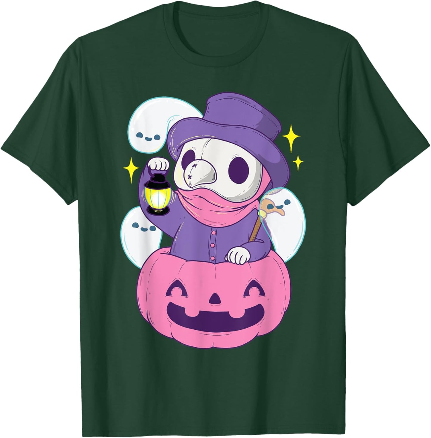 Pastel Goth Plague Doctor Shirt Pumpkin Halloween Occult T-Shirt - T-Shirt | Forest
