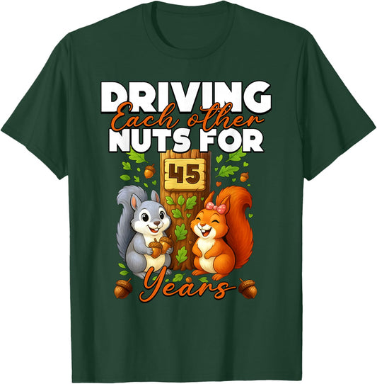 45 Years Couple 45th Wedding Anniversary Matching Squirrel T-Shirt - T-Shirt | Forest