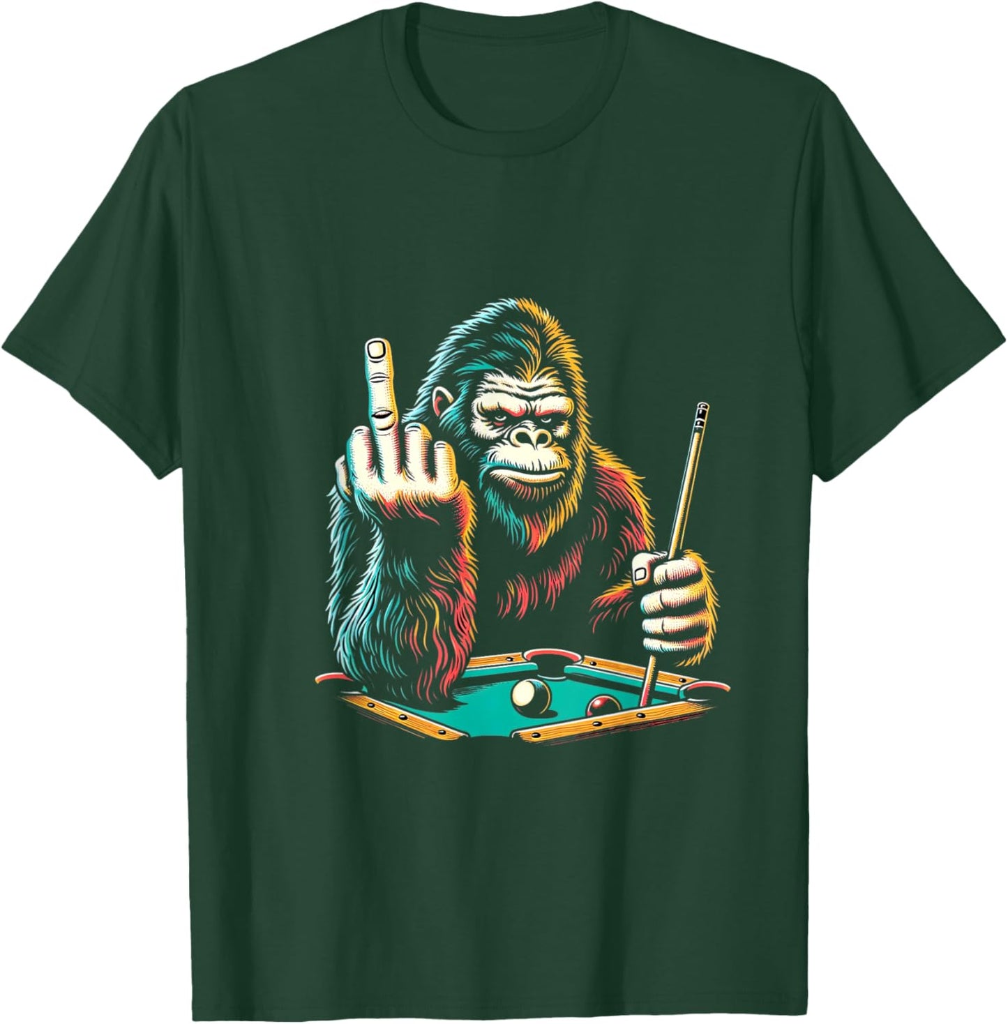 Funny Billiards Pool Player Retro Bigfoot Sasquatch T-Shirt - T-Shirt | Forest