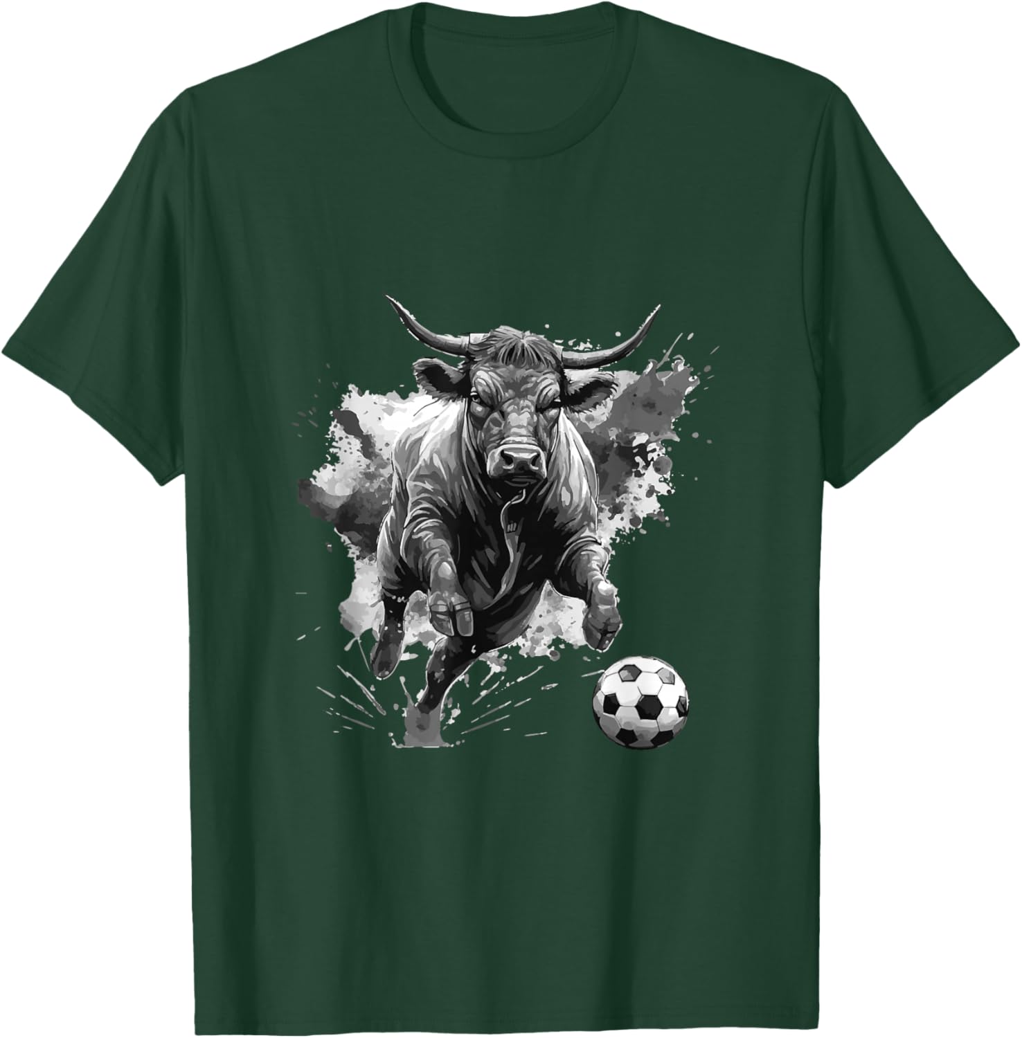 Bull Playing Soccer Animal T-Shirt - T-Shirt | Forest