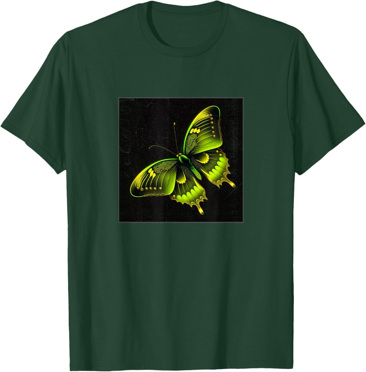 Cute Butterfly Illustration Lime Green Gorgeous Women Men T-Shirt - T-Shirt | Forest